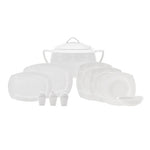 Karaca New Suha Cream 60 Piece Porcelain Dinnerware Set Square for 12 Person 