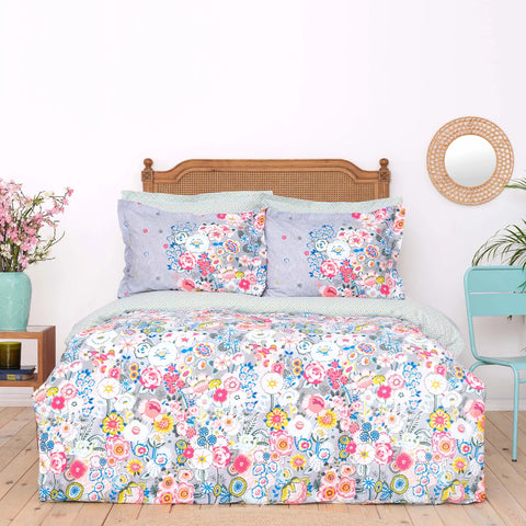 Karaca Home Dulce Blau 100% Baumwolle Einzel Bettbezug Set
