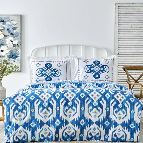 Karaca Home Neos Blaues Baumwolle Doppel Bettbezug-Set