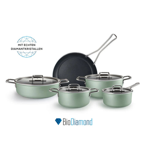 Karaca Mastermaid BioDiamond 9 Teiliges Kochgeschirr Set Kohlgrün