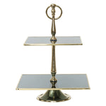 Karaca Home Line Dekorativer 2-stöckiger goldener Tortenständer 25 cm