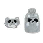 Karaca Home Animal Wärmflasche und weißes Schlafmaske-Set Grau