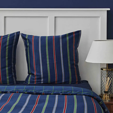 Nautica Home Ray 100% Cotton Duvet Cover Set, 200 × 200 cm,  Navy Blue Multi