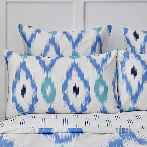 Nautica Home Ikat Bettbezug-Set aus 100 % Baumwolle, 135 × 200 cm, Weiß-Blau
