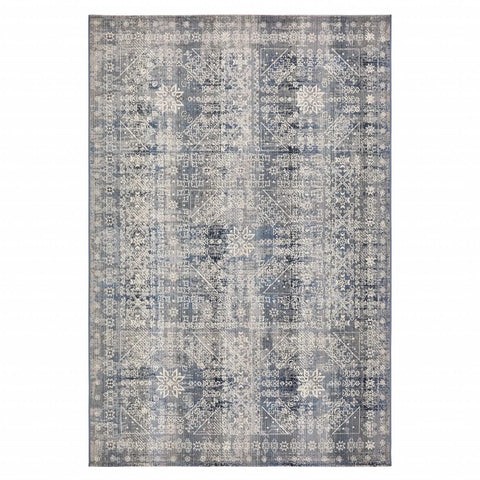 Kaşmir Halı 7/24 Alaca Patchwork Teppich Blau 120 x 180