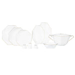 Karaca Fine Pearl Quartz Gold 62 Pieces Dinnerware Set for 12