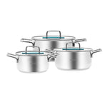 Karaca Arya Steel Cookware Set 6 Piece Blue