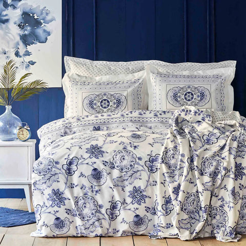 Karaca Home Amar Blau 100% Baumwolle Double Pique Set