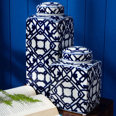 Karaca Home Blau Weiß Rechteckiger Würfel 37 cm