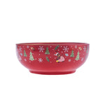Karaca Christmas Porselen Altın Şeritli Salata Kasesi, 20 cm, Kırmızı