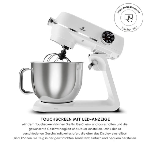Karaca Multichef Artisan Digitale Anzeige 7 Liter Gusseisen Standmixer Perlweiß 1800W