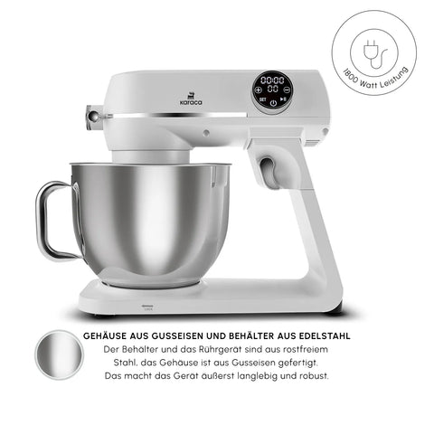 Karaca Multichef Artisan Digitale Anzeige 7 Liter Gusseisen Standmixer Perlweiß 1800W