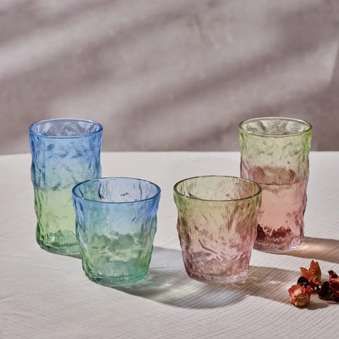 Karaca Glacier Getränke Glas, Rot Grün, 383 ml
