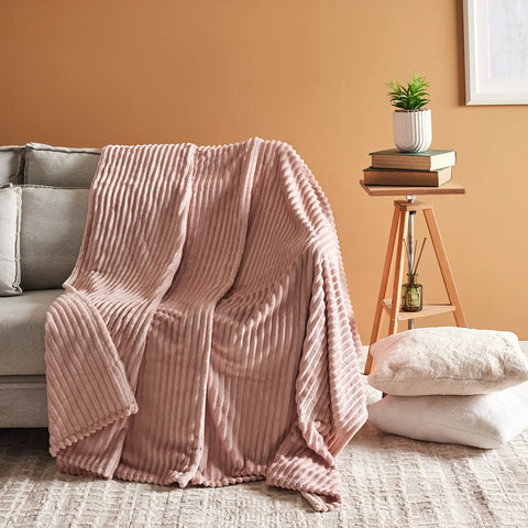 Karaca Ruby Stripe Wellsoft Doppel Decke, Rosa