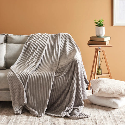 Karaca Ruby Stripe Wellsoft Einzel Decke, Grau