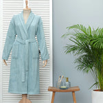 Karaca Home Daily Soft Women Bathrobe, 100% Cotton, Petrol, S/M