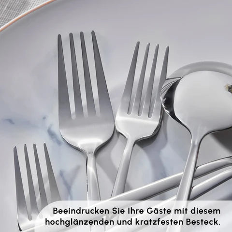 Karaca Bella Stainless Steel V2 24-Piece Cutlery Set for 6 People – Silver