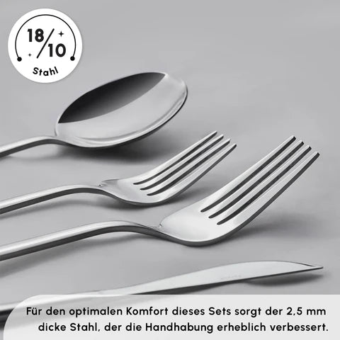 Karaca Bella Stainless Steel V2 24-Piece Cutlery Set for 6 People – Silver