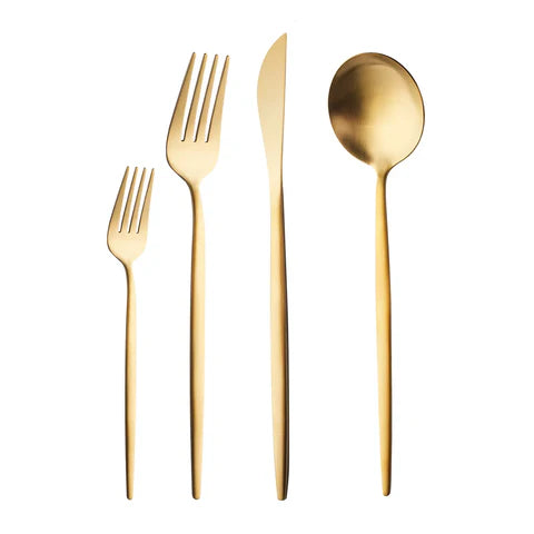 Karaca Bella V2 24-teiliges Besteckset für 6 Personen – Matte Gold