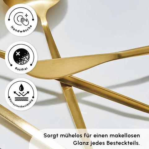 Karaca Bella V2 24-teiliges Besteckset für 6 Personen – Matte Gold