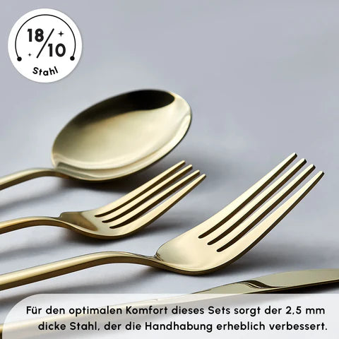 Karaca Bella Shiny Gold V2 Besteck Set für 6 Personen, 24 Teilig