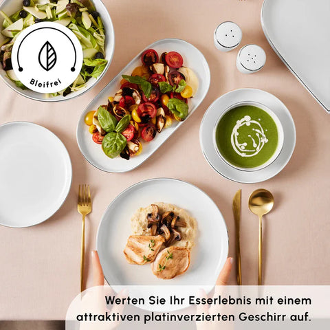 Karaca Stream Bone New Saturn 53-Piece Dinner Set for 12 People – Platinum