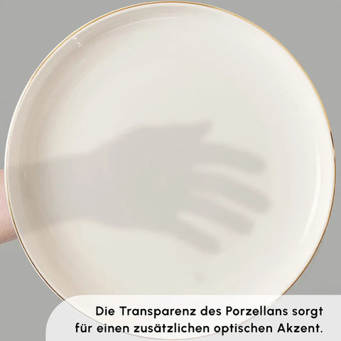 Karaca Stream Bone New Saturn 53-teiliges Tafelservice für 12 Personen – Gold