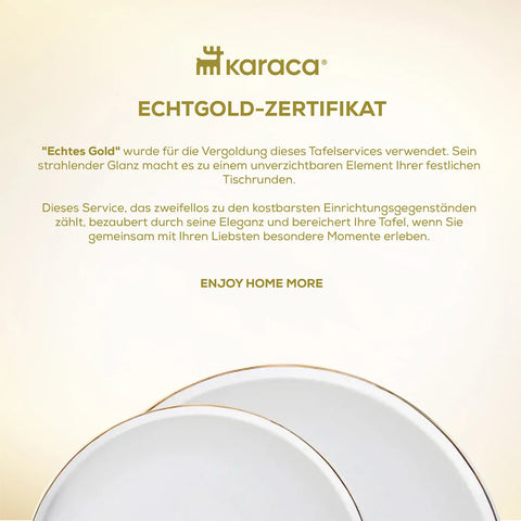 Karaca Red Carpet Collection Streamline New Sunset Gold für 12 Personen Geschirrset, 59 Teilig, New Generation Bone