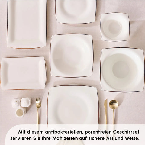 Karaca Fine Pearl New Agate 58-Teiliges 12-Personen Geschirrset Gold