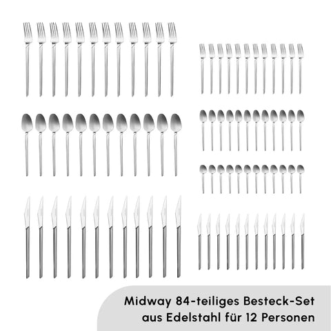 Karaca Midway Besteckset, 84 teilig, 12 Personen