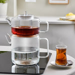 Karaca Flat Borosilicate Glass Teapot