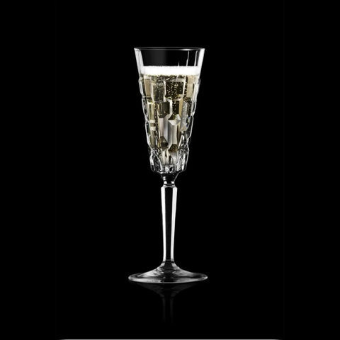 RCR Etna 6-Piece Champagne Flute Glass Set for 6 People, 180ml, Transparent
 
