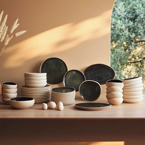 Karaca Earth Collection Galactic 55-teiliges Tafelservice für 12 Personen – Weiß