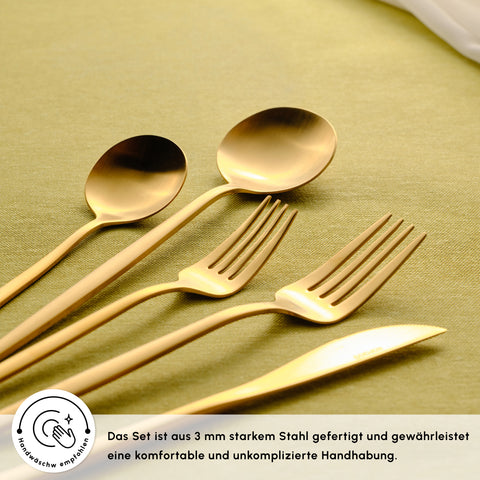 Karaca Orion Matte Gold 30 Piece Cutlery Set for 6 Person