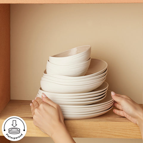 Karaca Earth Collection Rise 55-teiliges Tafelservice für 12 Personen, Cream