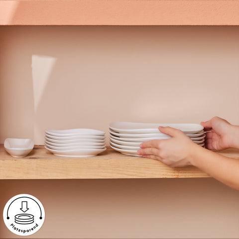 Karaca Stream Bone Middle 34-teiliges Frühstücksset für 6 Personen – Weiß