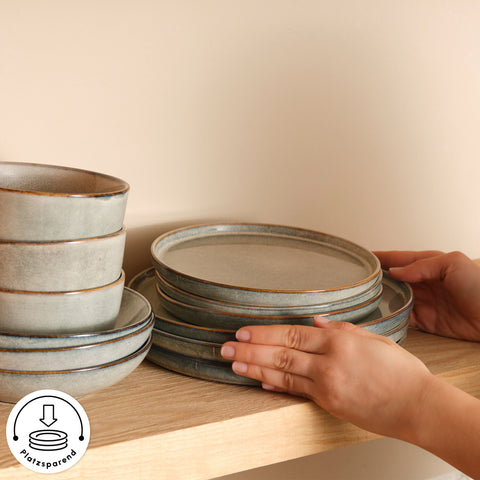 Karaca Earth Collection Skal 55-teiliges Tafelservice für 12 Personen