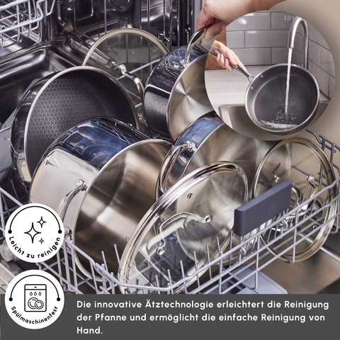 Karaca 3Ply Stainless Steel Sparkle 7-Piece Non-Stick Induction Cookware Set, Silver