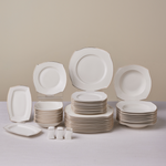 Karaca Square Bone Wave 53-Piece 12-Person Dinner Set Gold 