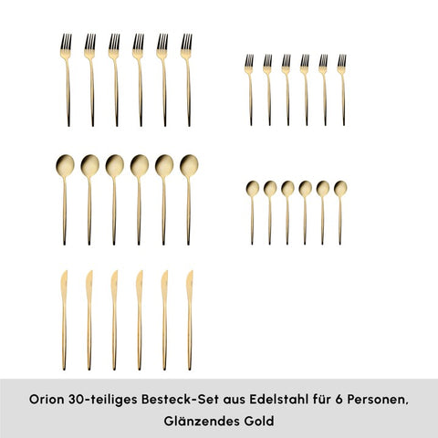 Karaca Orion Gold 6-Personen 30-teiliges Besteckset