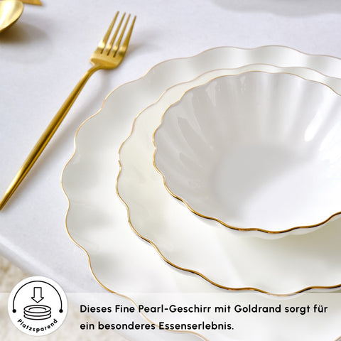 Karaca Fine Pearl Extra Shell 58 Parça 12 Kişilik Yemek Takımı Gold