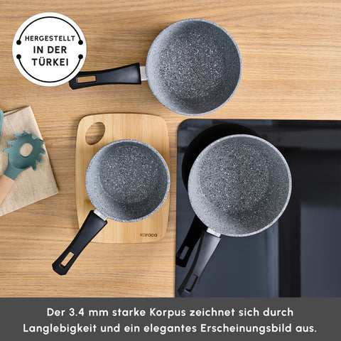 Karaca Gris Biogranit Induction Milk Pot Set, 3 Piece