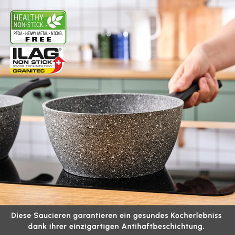 Karaca Gris Biogranit Induction Milk Pot Set, 3 Piece