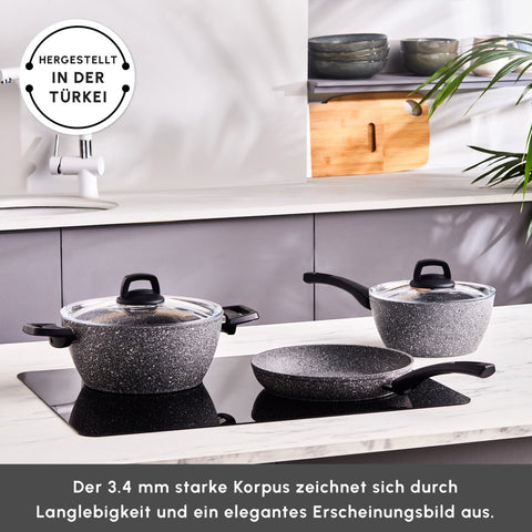 Karaca Gris Biogranite Induction Base Cookware Set, 5 Piece