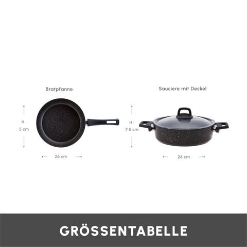Karaca Biogranit Blackgold Induktion-Basis Kochgeschirr-Set, 3 Teilig