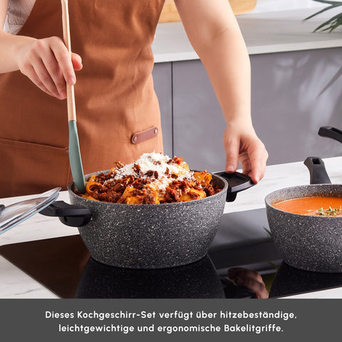 Karaca Gris Biogranite Induction Base Cookware Set, 5 Piece