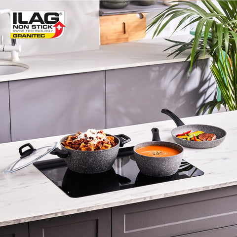 Karaca Gris Biogranite Induction Base Cookware Set, 5 Piece