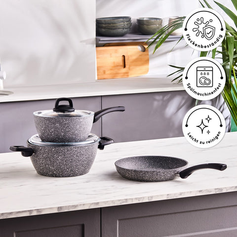 Karaca Gris Biogranite Induction Base Cookware Set, 5 Piece