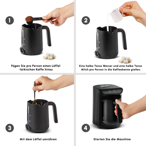Karaca Hatır Koz Milky Türkische Kaffeemaschine, Glänzend Schwarz