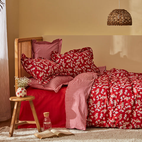 Karaca Home Carlo Doppel Bettwäscheset 100% Baumwolle Rot 200x220 Cm